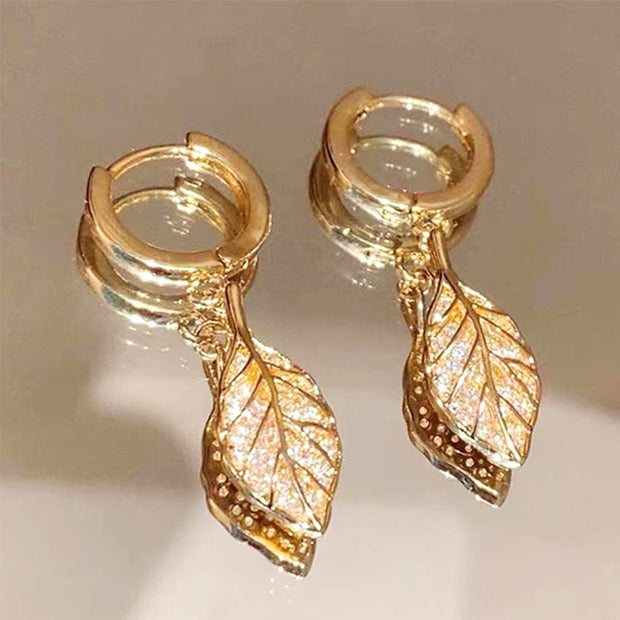 Geneva Gold Plated Leaf Earrings