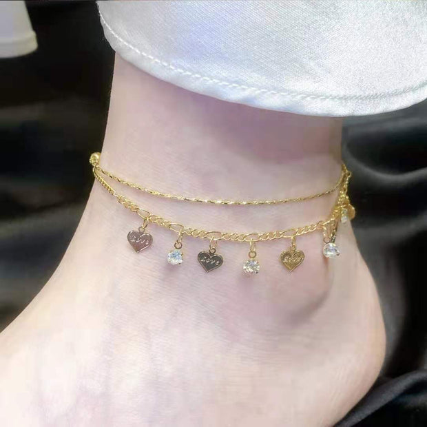 Golden Heart Chain Anklet