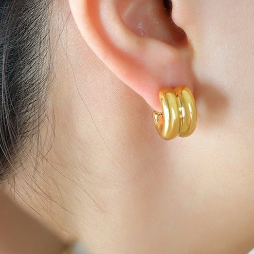 Amarite Double Loop Gold Earrings