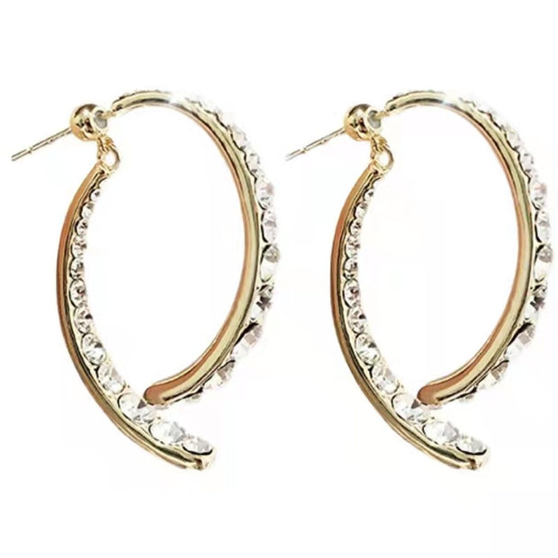 Twin Crescent Zirconia Earrings