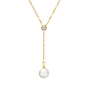 Lila Crystal Pearl Gold Necklace