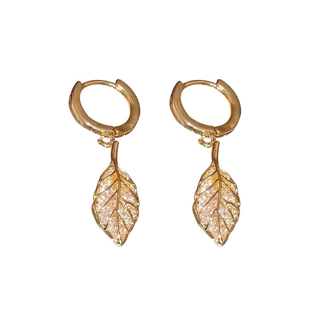 Geneva Gold Plated Leaf Earrings