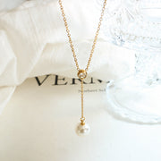 Lila Crystal Pearl Gold Necklace