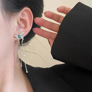 Emerald Flutter Chain Earrings