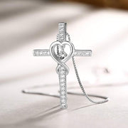 Blessed Zirconia Heart Cross Necklace