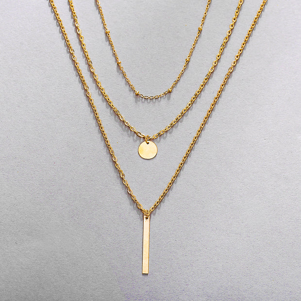 Vintage Geo Layered Chain & Pendant Necklace