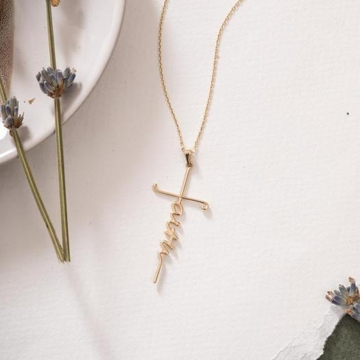 Rose Gold Faith Cross Necklace