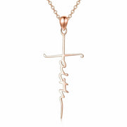 Rose Gold Faith Cross Necklace